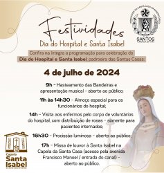 Santa Casa divulga programação para Festejos de Santa Isabel